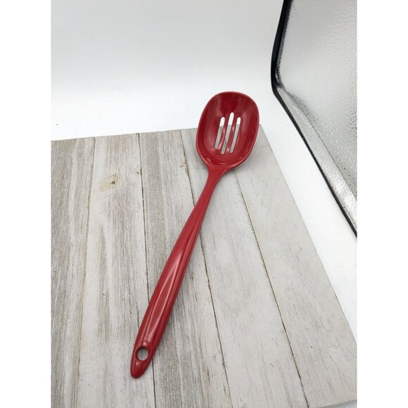Vintage Red Melamine Slotted Serving Spoon 11 1/2" Kitchen 616 - Picture 1 of 8